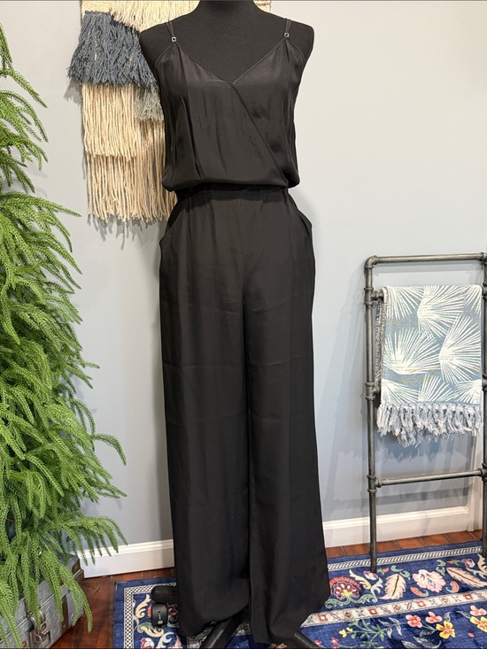 Parker Pants - Parker 100% Silk Black Wide Leg Jumpsuit Size Small